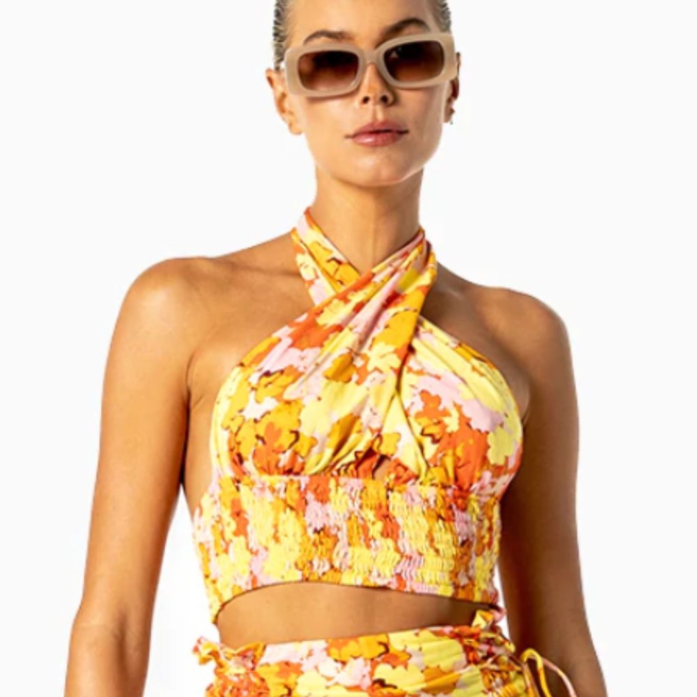 Le Salty - Freya Halter Top, Size M, 100% Rayon Crepe